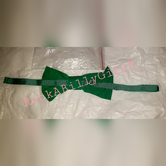 Tatyana Hunter Green Big Bow Pinup Detachable Adjustable Necktie or Hair Tie - Picture 3 of 8